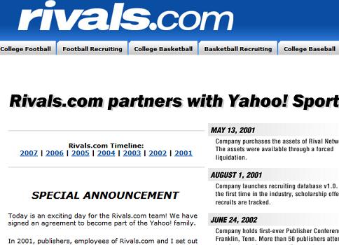 Yahoo cumpără Rivals.com şi devine principalul site sportiv din State Unite