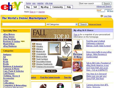 Licitaţiile online au adus 1,83 de miliarde de dolari companiei eBay în al doilea trimestru