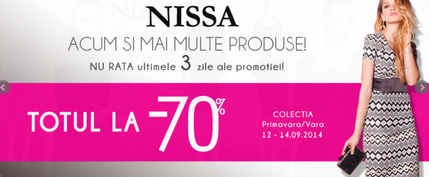 Ultimele TREI zile cu reduceri de 70% la NISSA!