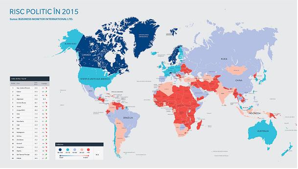 Harta mondială a riscului. România, slăbită de disputa Iohannis-Ponta