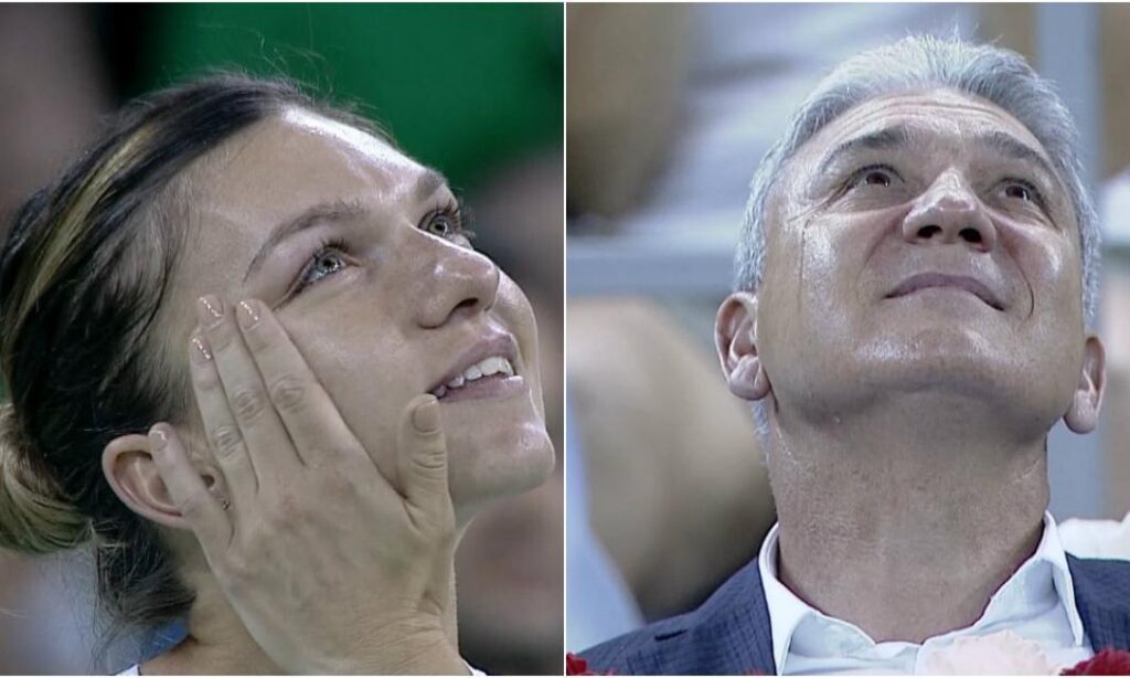 Momentul unic cu Simona Halep și tatăl său. Părinte şi fiică, în lacrimi, în fața a mii de fani VIDEO