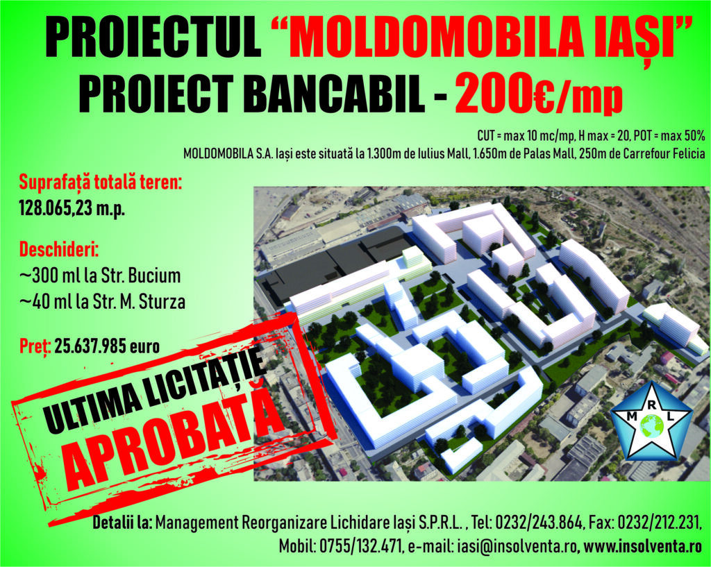 Proiectul “Moldomobila Iași”  Proiect bancabil – 200€/mp (P)