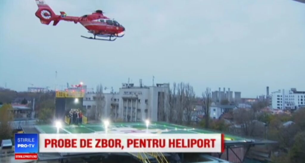 Teste cu elicopterul la Spitalul Universitar din București. Premieră pentru Capitală