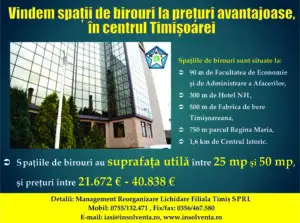 Vindem spații de birouri la prețuri avantajoase în centrul Timișoarei (P)