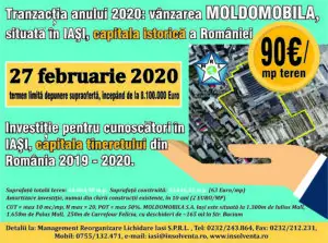 TRANZACȚIA ANULUI 2020:  VÂNZAREA MOLDOMOBILA, SITUATĂ ÎN IAȘI, CAPITALA ISTORICĂ A ROMĂNIEI (P)