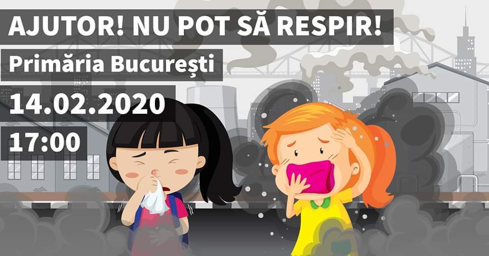 Marș de protest în Piața Unirii împotriva poluării aerului din Bucureşti