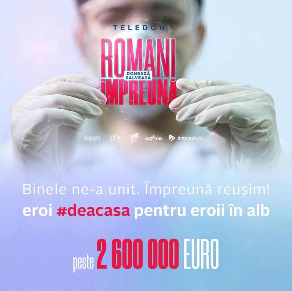 Peste 2,6 milioane de euro strânși la teledonul „Românii împreună”! A început deja achiziția de echipamente și aparatură medicală