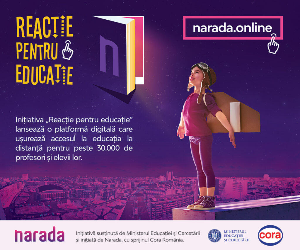 Narada și Ministerul Educației și Cercetării lansează „Reacție pentru educație”, o platformă digitală menită să ușureze accesul la educația la distanță