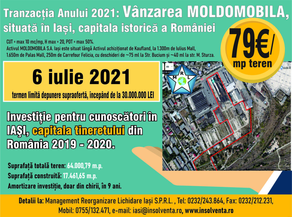 Tranzacția anului 2021: Vânzarea Moldomobila situată în Iași, capitala istorică a României (P)