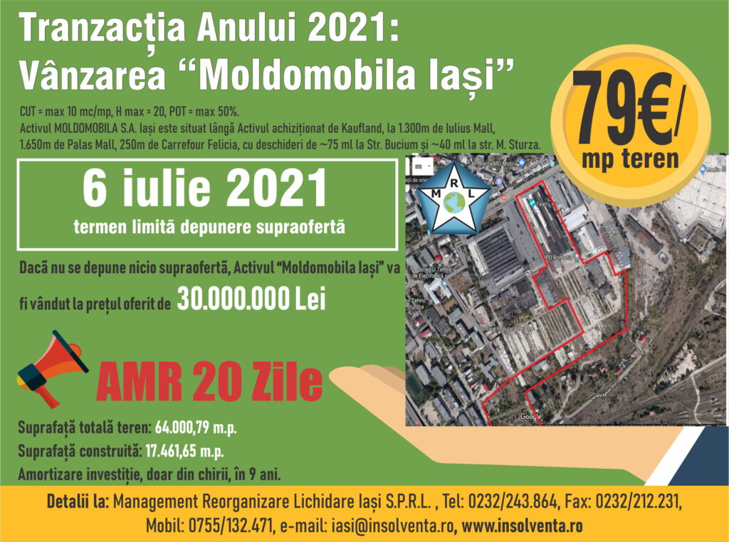 Tranzacţia anului 2021: Vânzarea “Moldomobila Iași” (P)