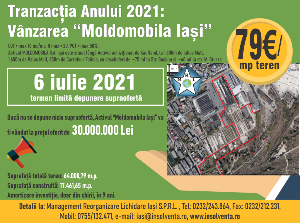 Tranzacţia anului 2021: Vânzarea “Moldomobila Iaşi” (P)