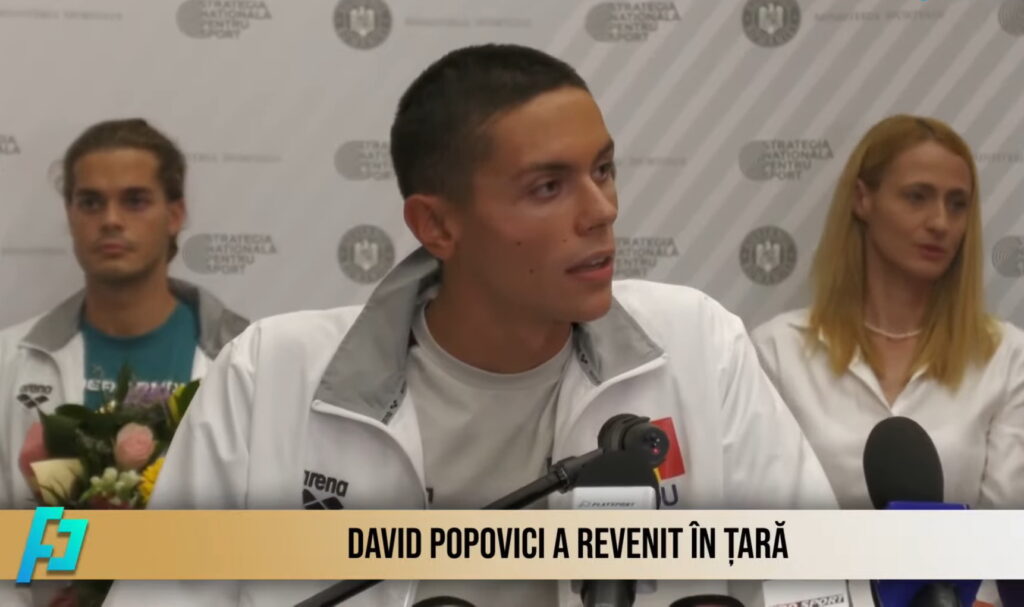 David Popovici s-a întors în România după Mondialul de Natație: Sunt onorat să reprezint țara asta frumoasă VIDEO