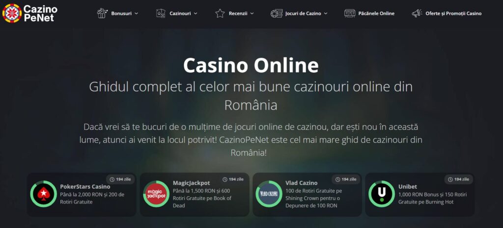 S-a lansat CazinoPeNet, cel mai complex ghid al jocurilor de cazino online din România