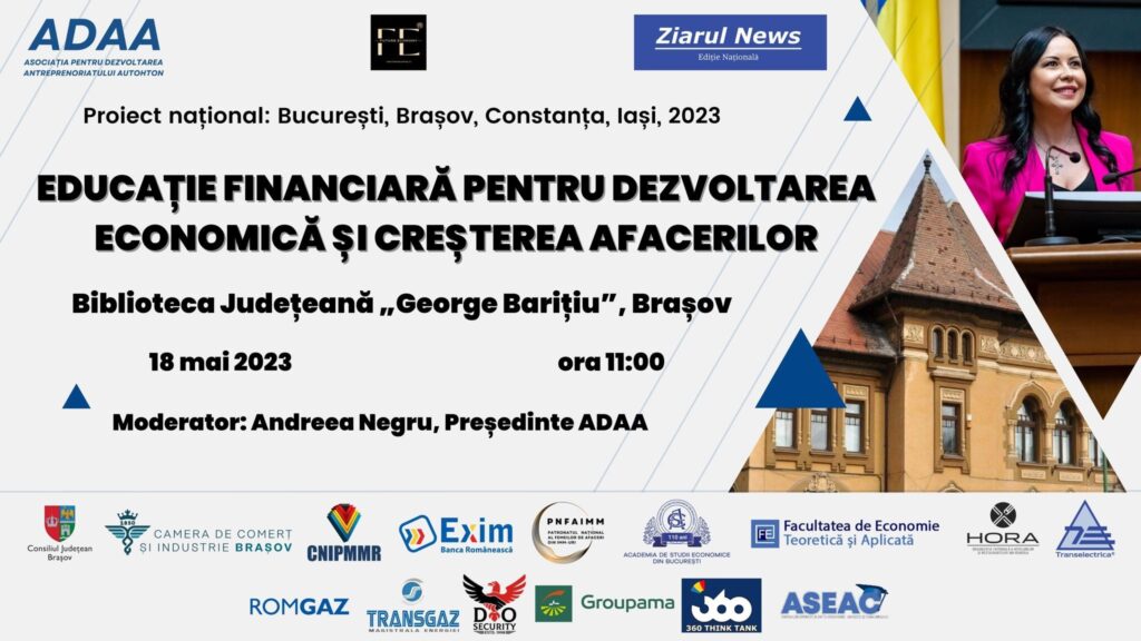 Proiectul național “Educație financiară pentru dezvoltarea economică și creșterea afacerilor” ajunge la Brașov