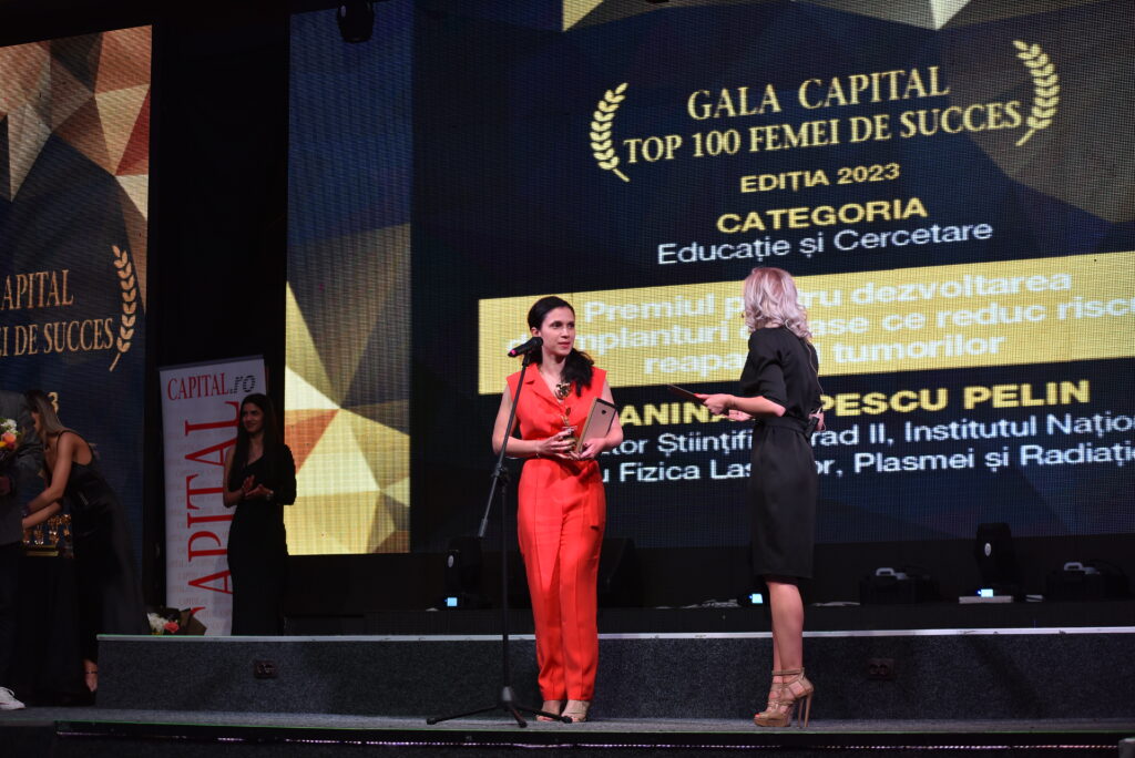 Top 100 femei de succes. Gianina Popescu Pelin, cercetătoare INFLPR, premiată: „Aș vrea cumva să subliniez importanța cercetării și a beneficiilor pe care le aduce aceasta umanității”