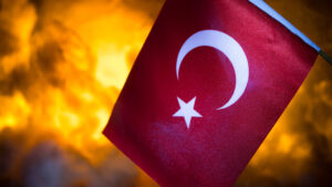 Turcia, drapel, foc