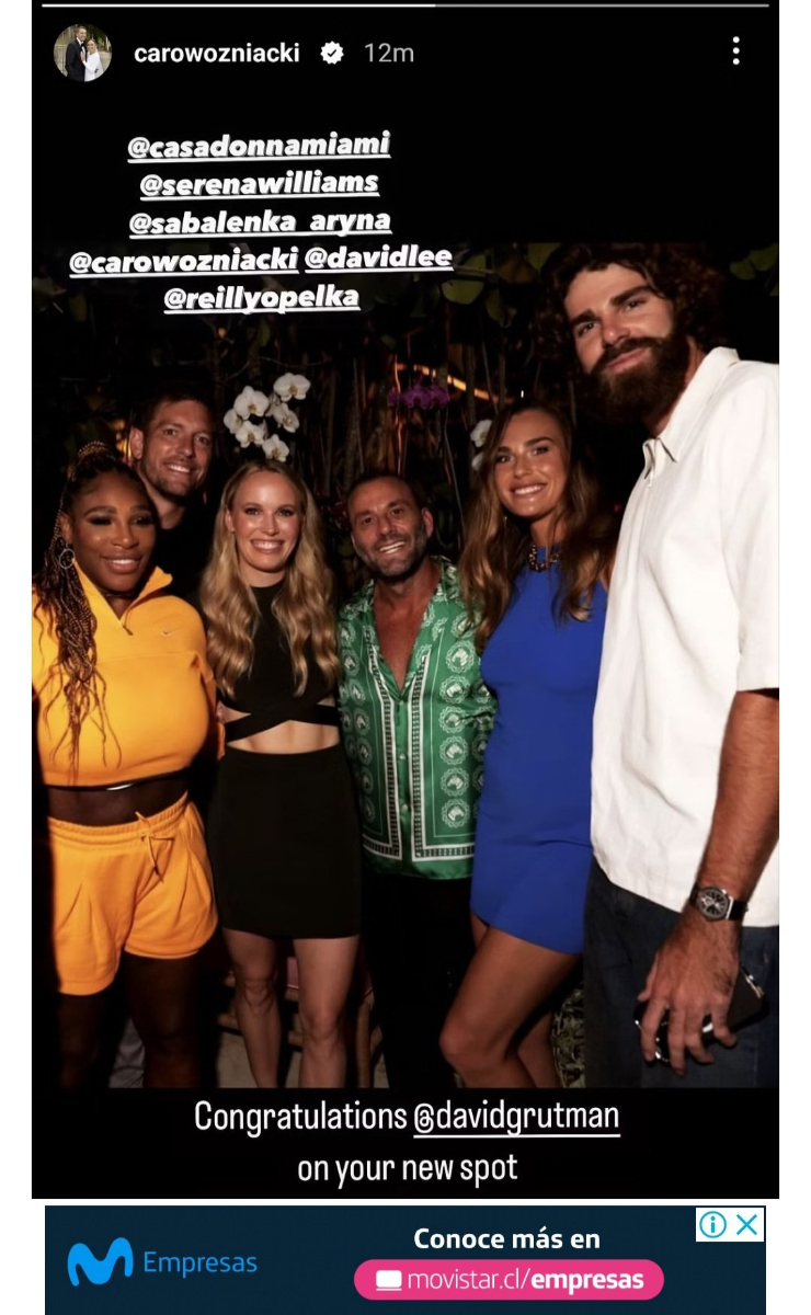 Serena Williams, Caroline Wozniacki, David Grutman, Aryna Sabalenka, Reilly Opelka, Wozniacki