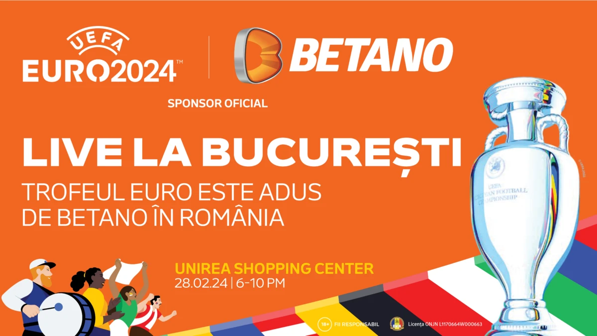 Betano aduce Trofeul Campionatului UEFA EURO 2024 în România și invită toți fanii sportului la un eveniment unic
