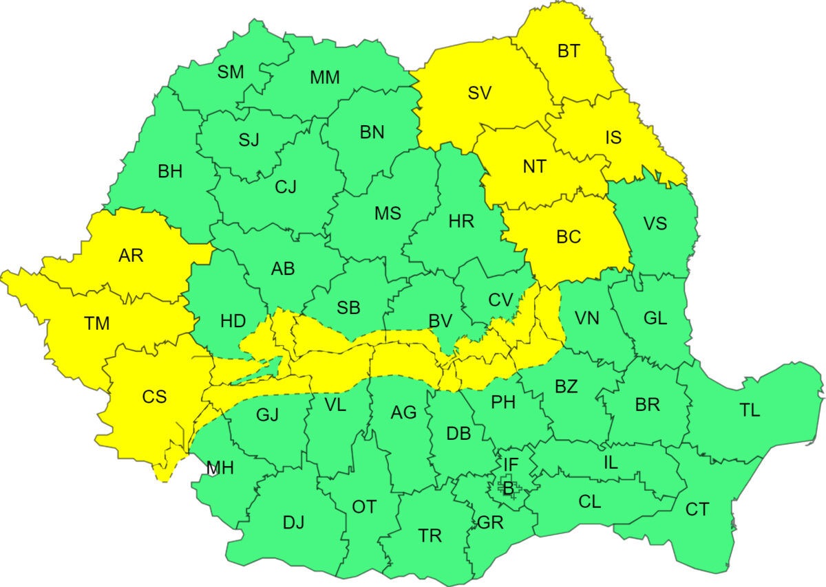 COD GALBEN Interval de valabilitate 27 martie, ora 10 – 27 martie, ora 22