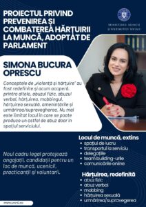 Ministerul Muncii, Simona Bucura Oprescu, hărțuirea la locul de muncă