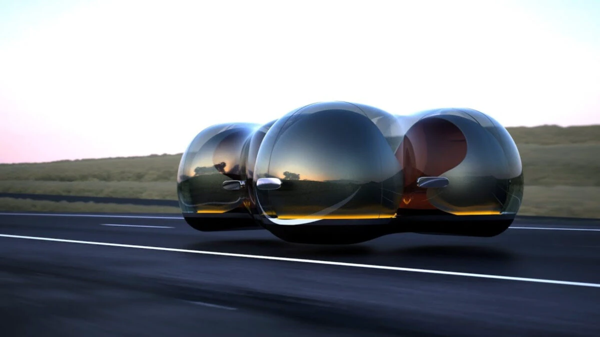 Cea mai futuristă mașină din lume e o minune fără roți, concepută ca o bulă. Este „rudă” cu Dacia