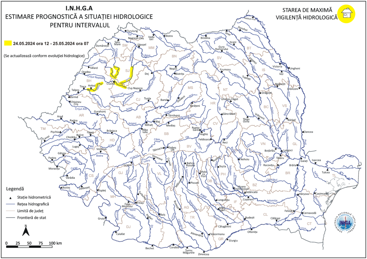 Hartă atenționare hidrologică
