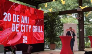Daniel Mischie, CEO-ul City Grill, la evenimentul aniversar cu ocazia împlinirii a 20 de ani de activitate a grupului pe piața din România (sursă foto: Infofinanciar)