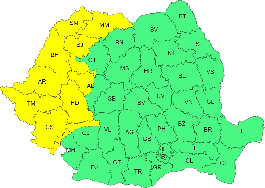 Cod Galben de ploaie-28 septembrie 2024