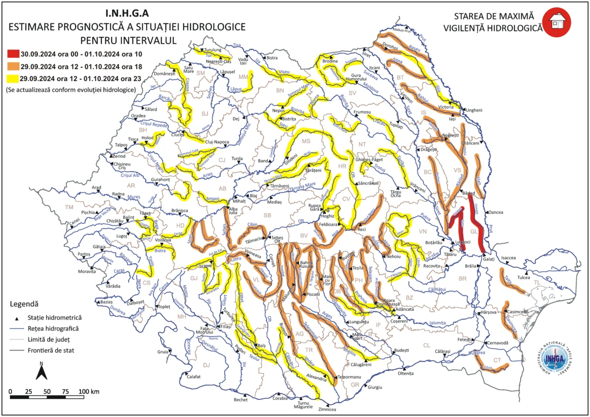 hartă râuri, INHGA