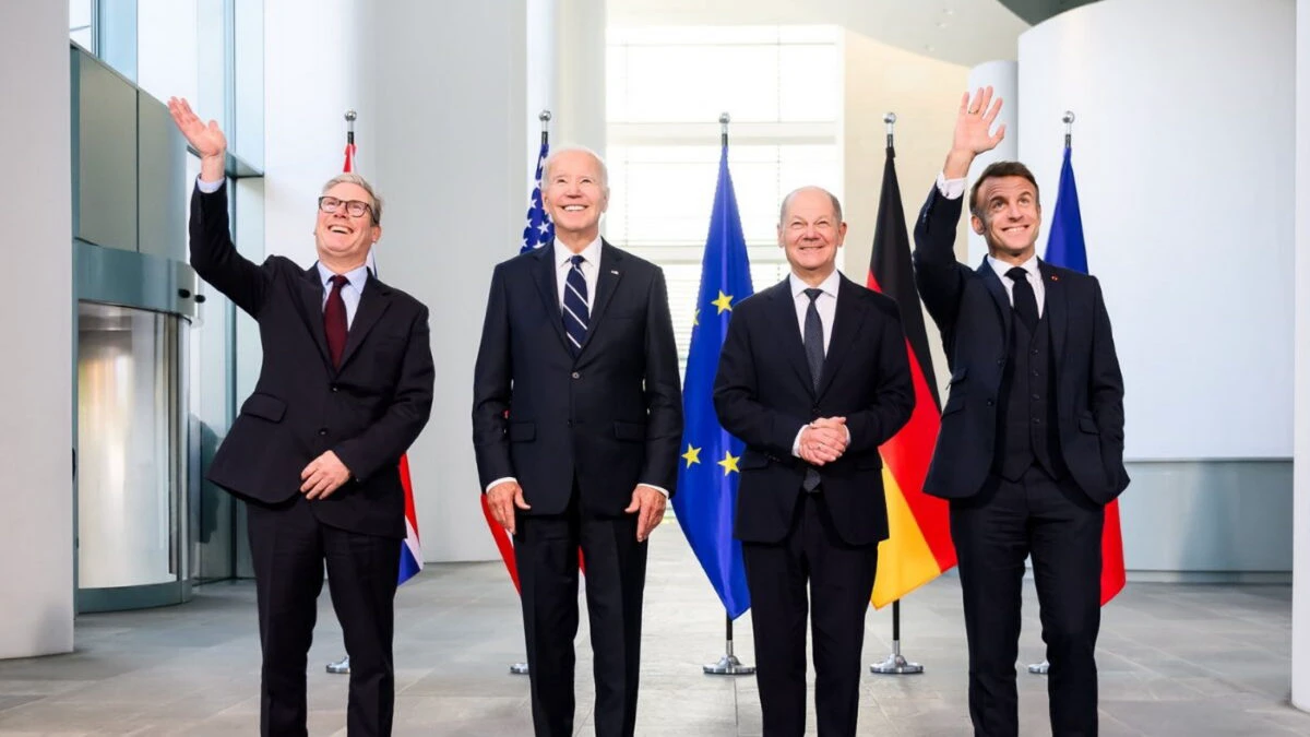 Joe Biden, Emmanuel Macron, Olaf Scholz, Keir Starmer