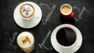 tipuri de cafea, espresso, cappuccino, latte, americano