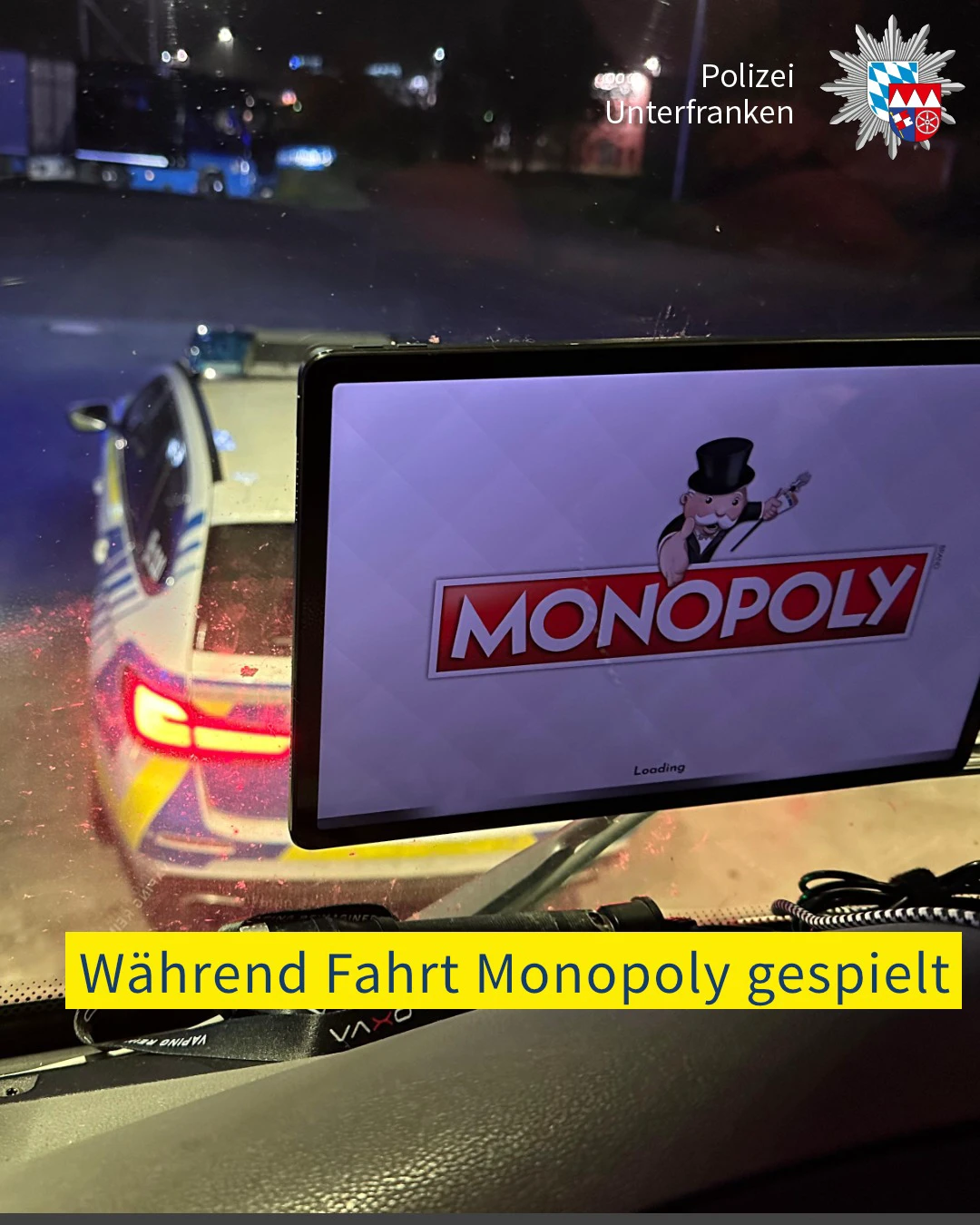 Monopoly la volan. Sursă: Facebook/PolizeiUnterfranken