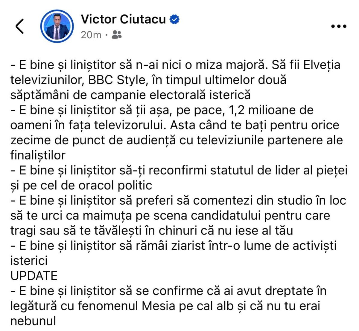 mesaj, Victor Ciutacu