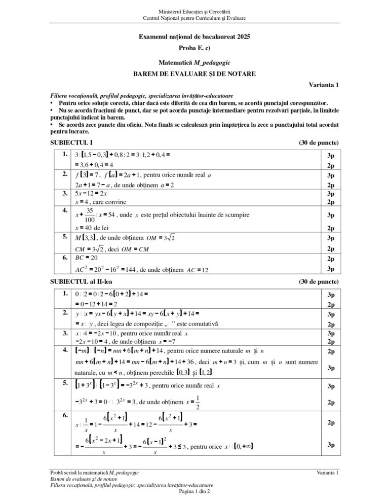 Barem pedagogic