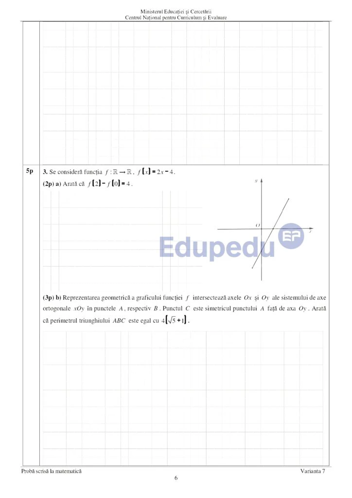 SUBIECTE MATEMATICĂ EVALUARE NAŢIONALĂ 2025