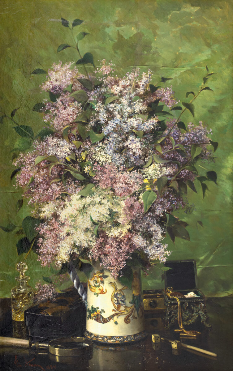 Theodor-Aman_Liliac-pe-satin-verde