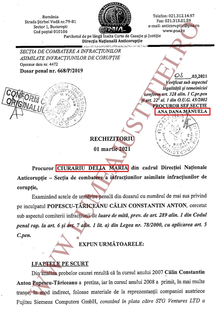 rechizitoriu, Călin Popescu Tăriceanu
