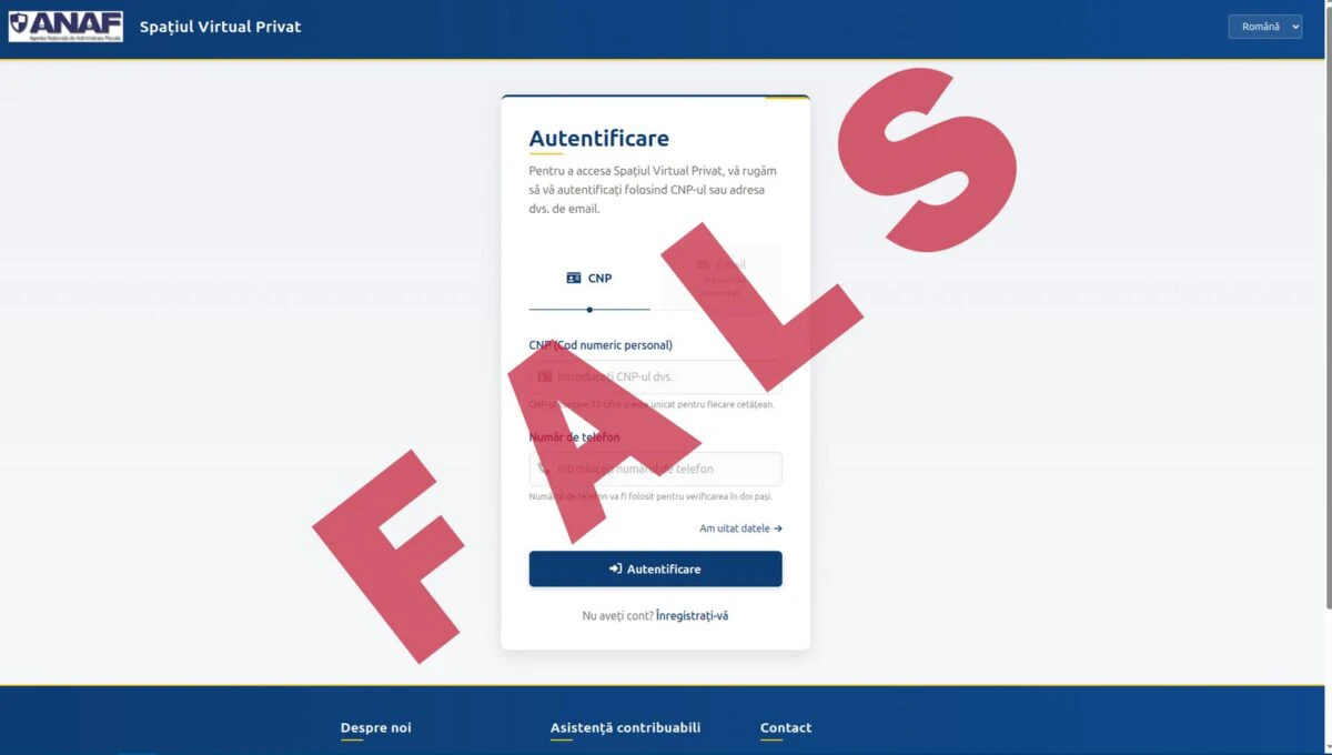 site anaf fals