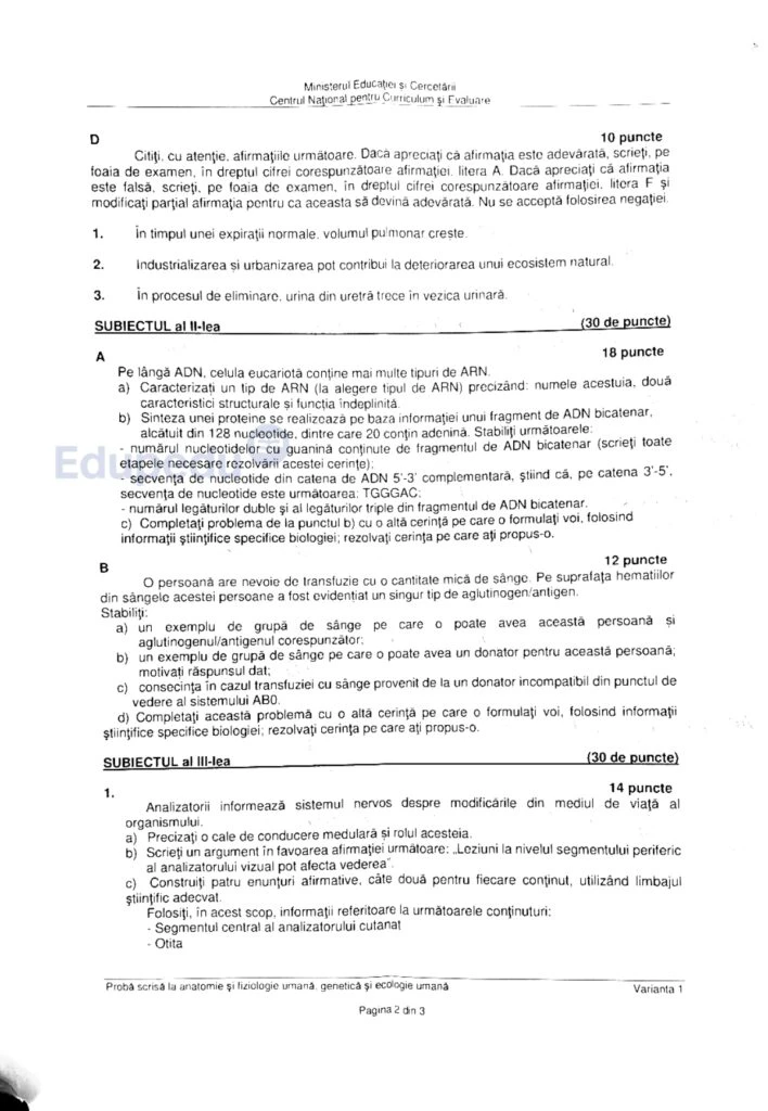 subiecte bio