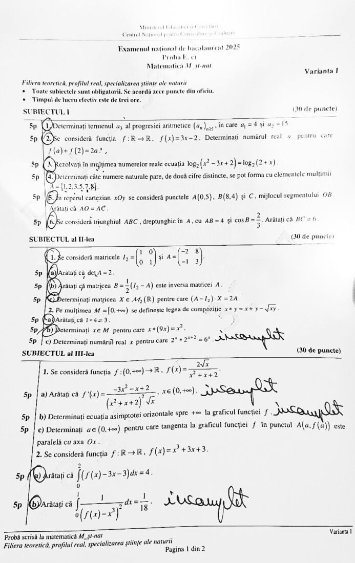 subiecte mate bac 2025