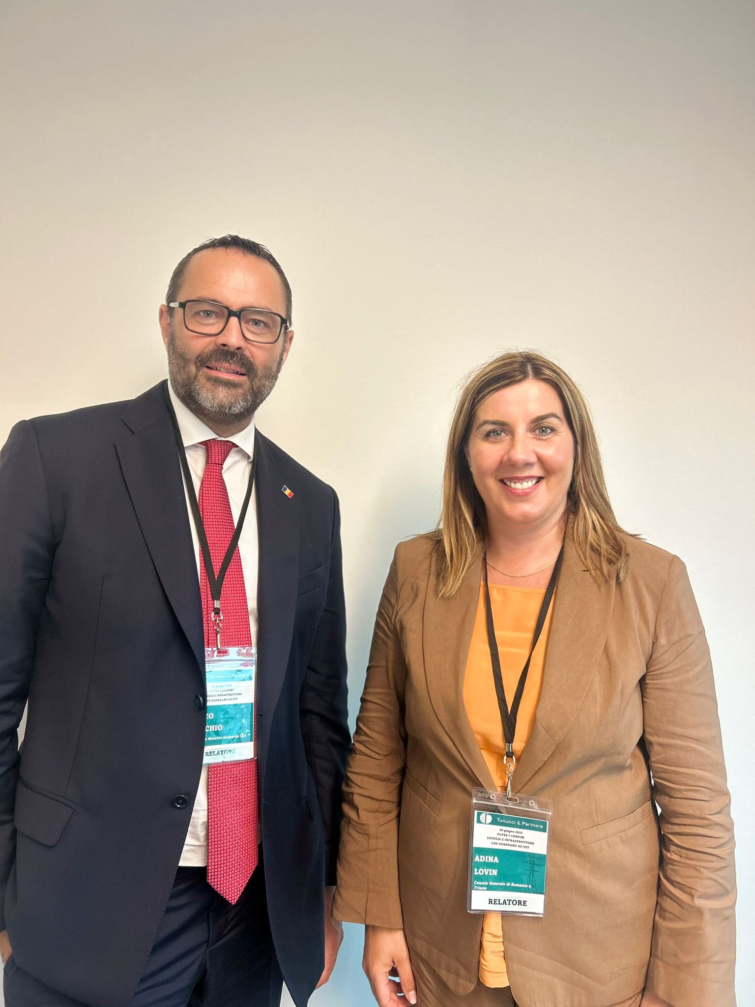 Mirco Maschio, Președintele Grupului Maschio Gaspardo, împreună cu Adina Lovin, Consul General al României la Trieste