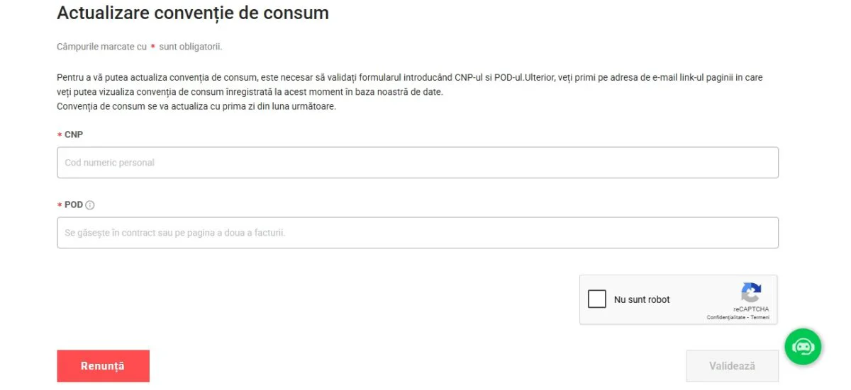 actualizare conventie de consum