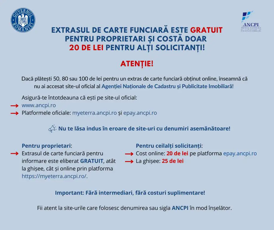 ANCPI, extras carte funciara