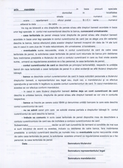 Cerere pentru virarea pensiei in cont bancar pag 2