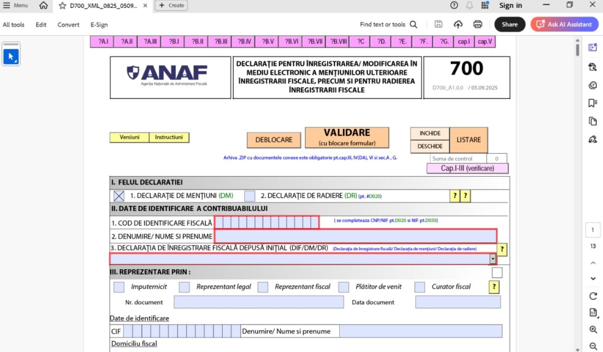 Formularul 700, Declaratie TVA 2025, plafon 395000