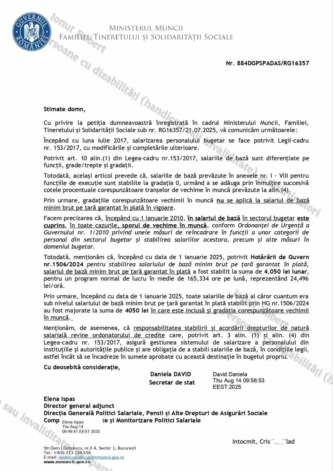 Salariul minim se aplică asistenților personali dar baza rămâne la nivelul din 2022 Sursă Ionuț Robert Facebook