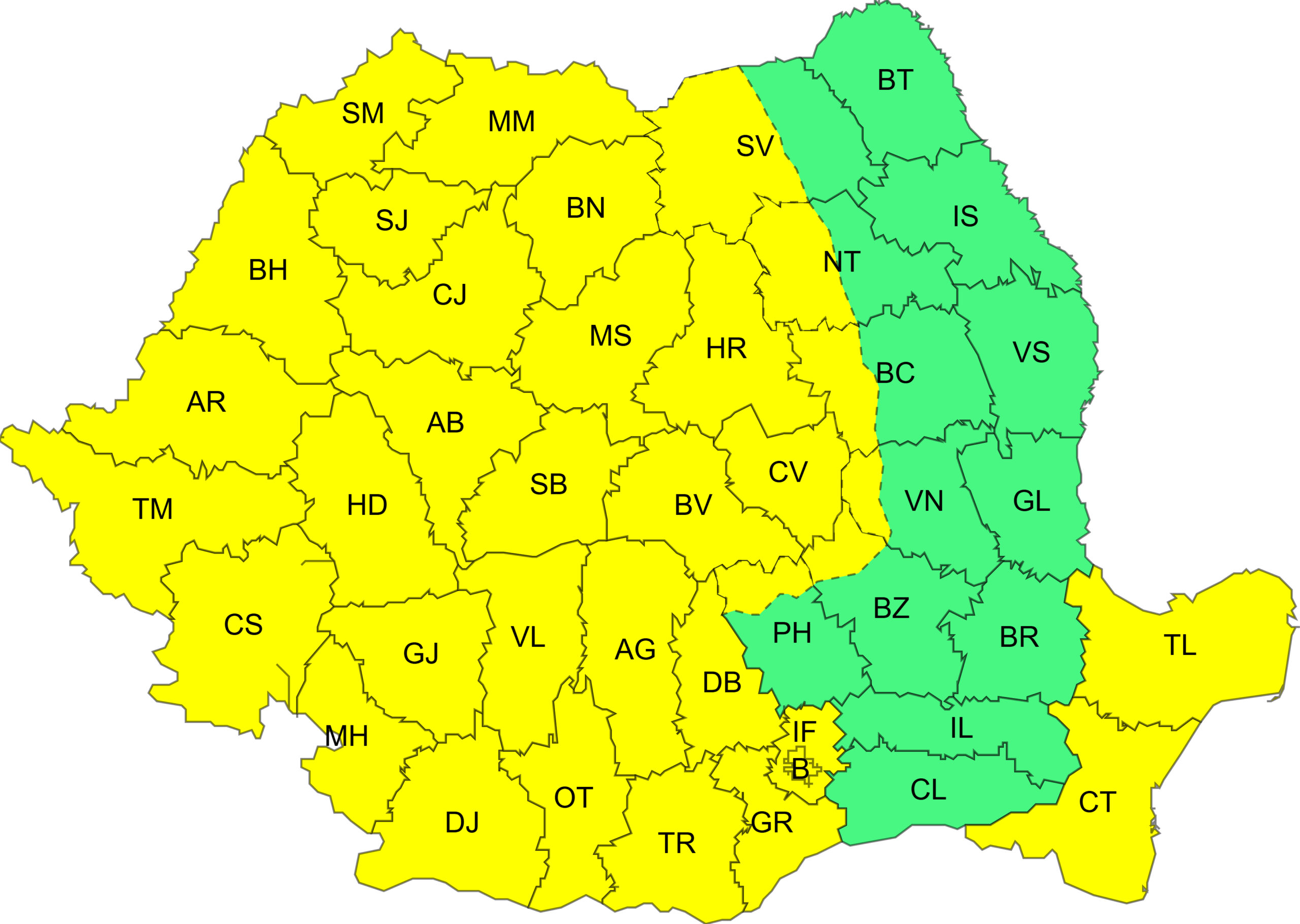 Cod Galben de intensificări ale vântului