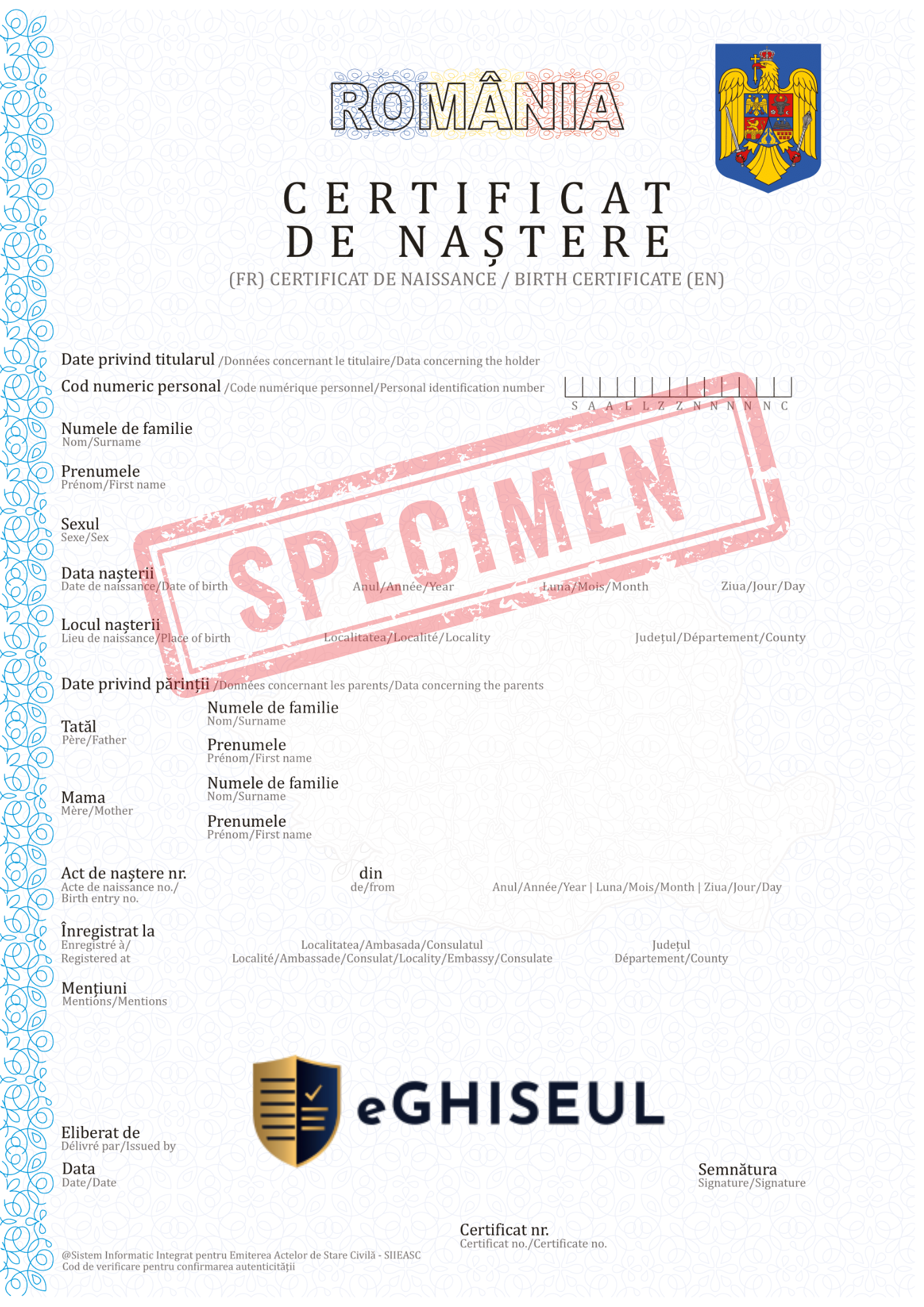 certificat de naștere