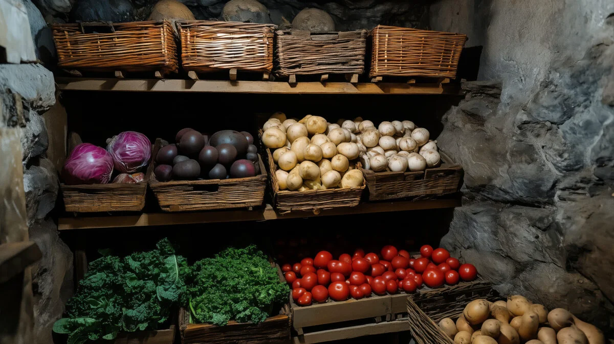 camara, beci, pivnita, legume proaspete