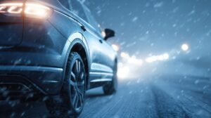 masina, iarna, anvelope, drum inghetat